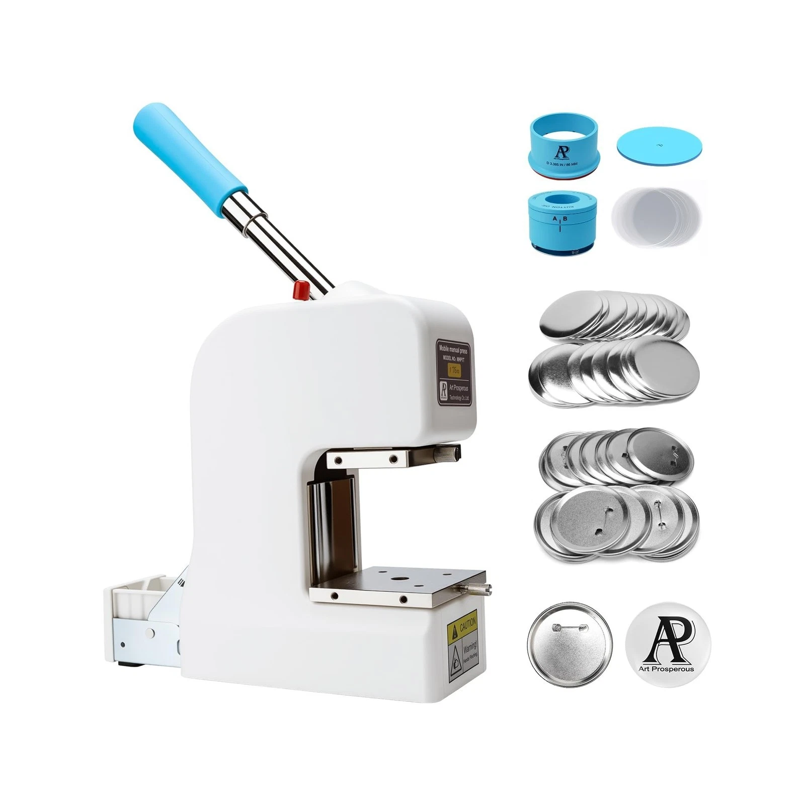 Portable Manual Press + 75mm Badge Maker Set - High-Strength Steel & Plastic,...