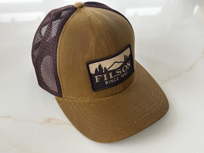 Filson Oil Finish Tin Cloth Logger Mesh Cap Dark Tan Brown Cotton