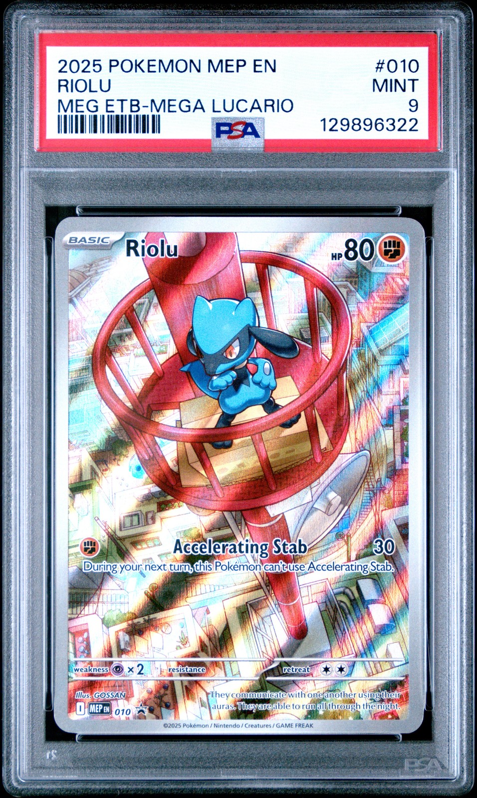 2025 POKEMON MEP EN-ME BLACK STAR PROMO #010 RIOLU PSA 9