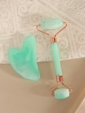 Green Gua Sha Facial Massage Tool Set Roller Scraper Face Body Lifting UK