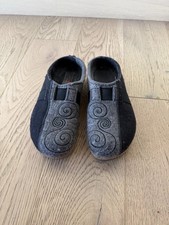 Haflinger Wool Felt Clog Slippers Gray Black Shoes Cork Germany Women  s 38 7