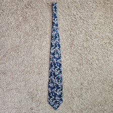 Vintage Karl Lagerfeld 100 Silk Tie Abstract Geometric Blue Red 55x4 USA Made