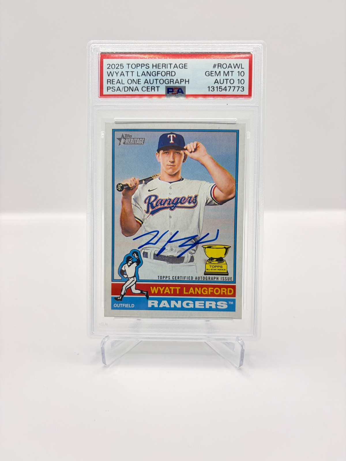 2025 Wyatt Langford Topps Heritage Real One Autograph # ROA-WL PSA/DNA POP 2 RC