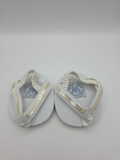 Build A Bear BABW Flip Flops Shoes white sparkle sequins Sandals Beach Summer