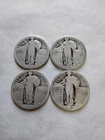 Lot of 4 - Standing Liberty Quarters - 90% Silver - Cull coins No dates $1 Face
