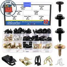 Car U-Clips Body Bolts Screws U-Nuts Self-Tapping Bumper Fender Trim 72PCS