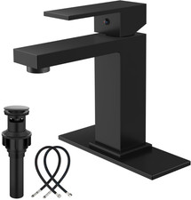 Grifo Ba o Negro Mate 1 Orificio Acero Inoxidable Lavabo Moderno, Nuevo