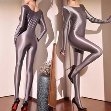 High Elastic Oil Shiny Glossy Full Body Shaping Stockings Jumpsuit Pantyhose
