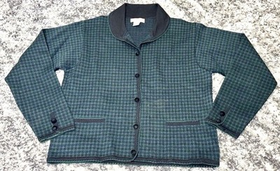 VTG! Brooks Brothers 100% Wool Houndstooth Collared Cardigan Sweater-Women s M