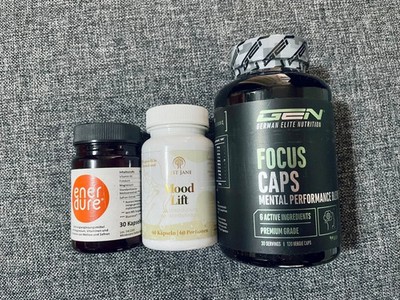 3 x Gehirn Komplex - Brain Booster, Energie, Mood Lift, Focus Caps GEN - Vit B6