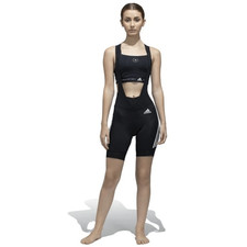 Adidas The Bib Padded Cycling Shorts Black White Women's Small Breathable Straps