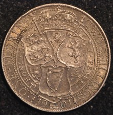 Florin 1901 Victoria Vieled Head .925 Silver EF golden tone (T58)
