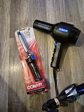 Conair Curly Curls 3/4in And Conair EURO 1600 Blow Dryer Set Black