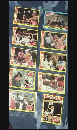 10- Rocky Cast Members Signed Trading Cards by Topps & United Artist )