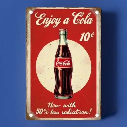 Cola Bottle Metal Sign, Retro Wall Decor, Vintage Coke advertising NEW. 8x12