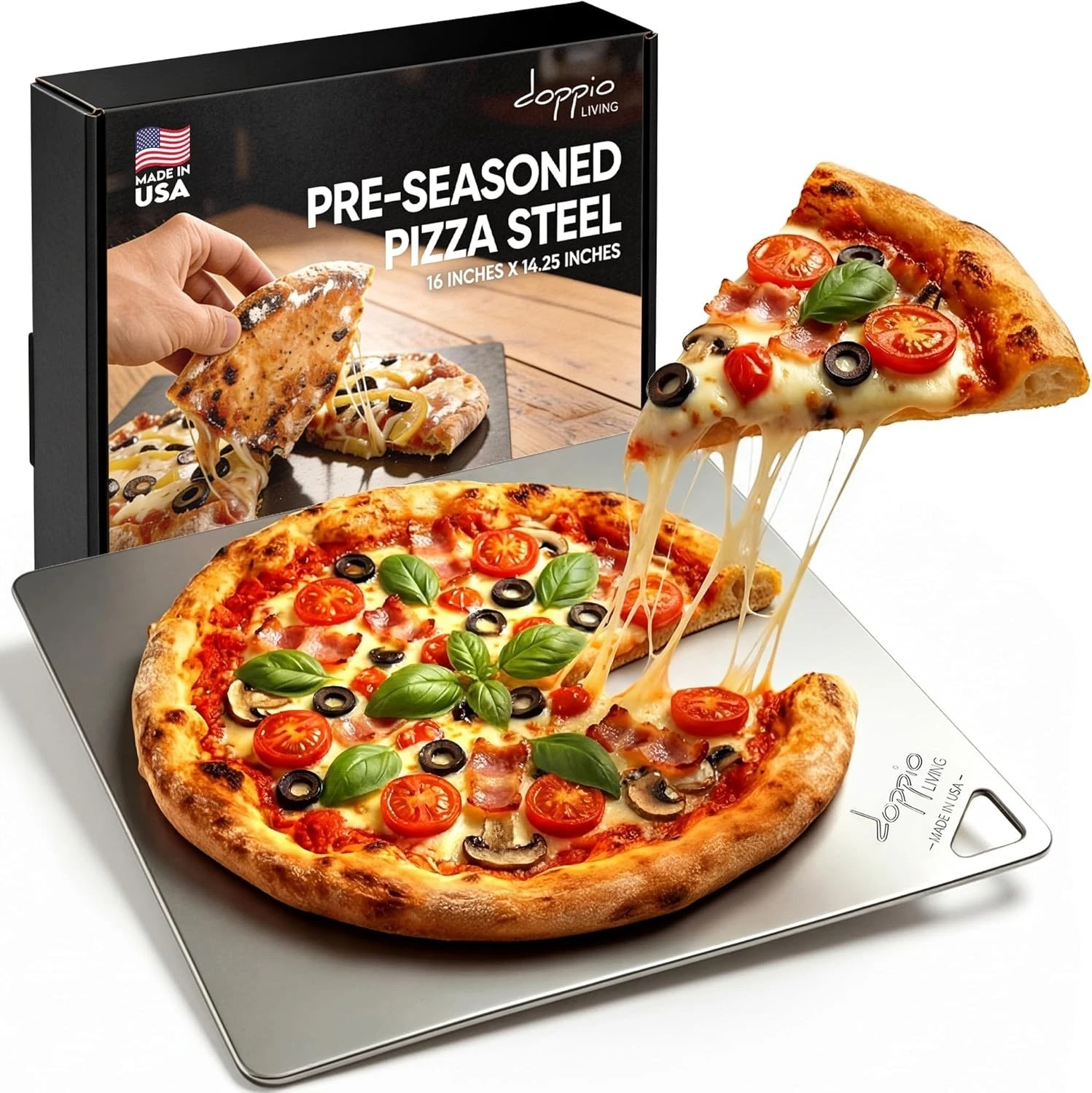 Pizza Steel for Oven (16" x 14.25") | Pre-Seasoned Baking Steel for Baking
Opens in a new window or