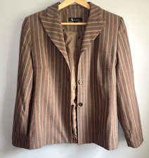 90's Larry Levine Pin Stripe Single Breasted Blazer Neutral Brown  Orange Sz 4