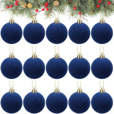 15 Pcs Handmade Blue Velvet Christmas Ornaments for Tree Decor
