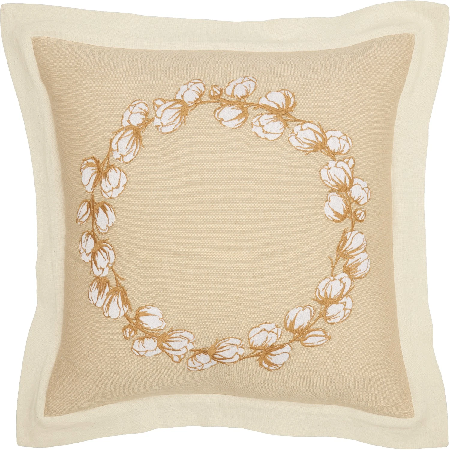 VHC Brands Wreath Embroidered Pillow - Thumbnail 2