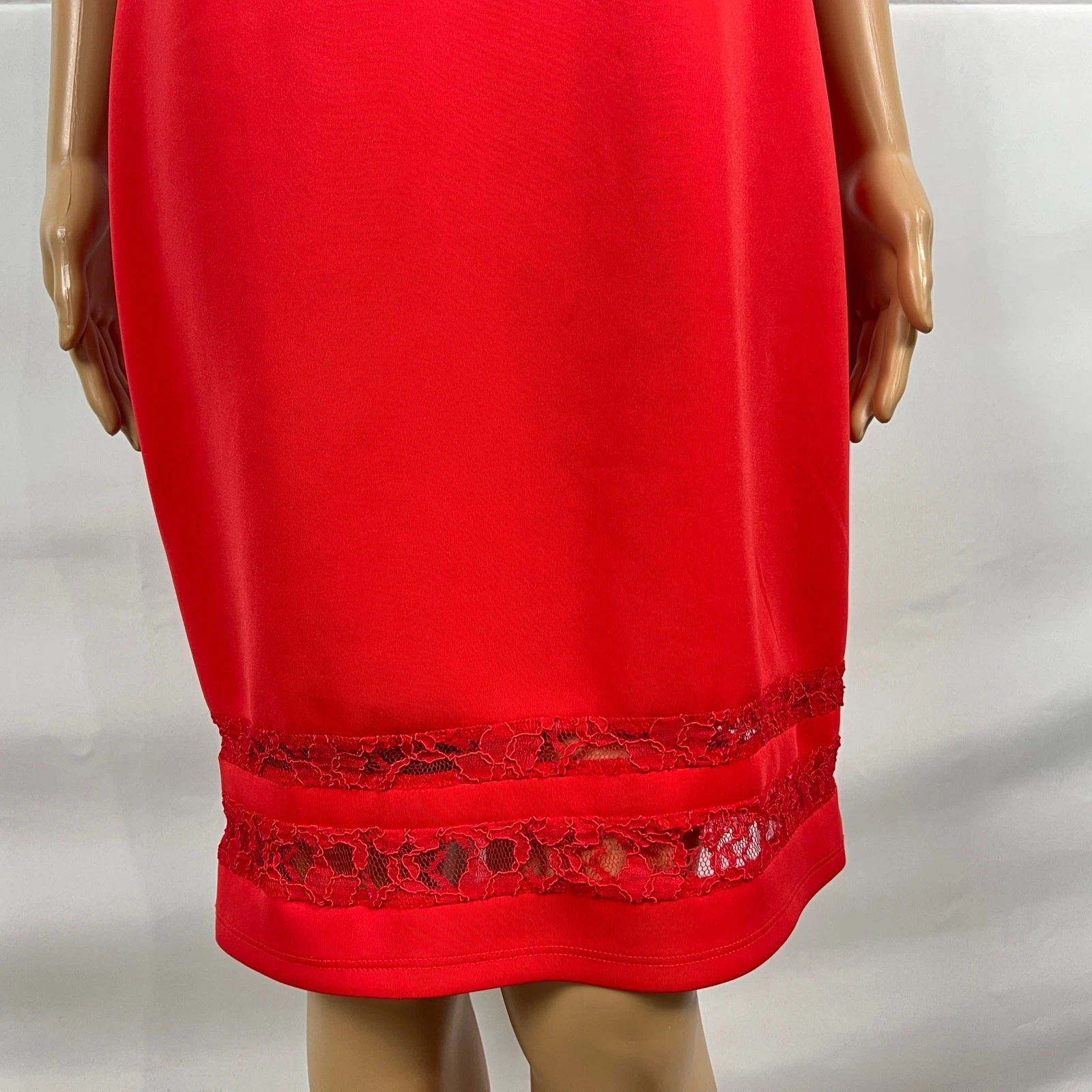 VETEMENTS Abito tubino Belle & Sky GRANDE rosso brillante bordo pizzo carriera lavoro festa