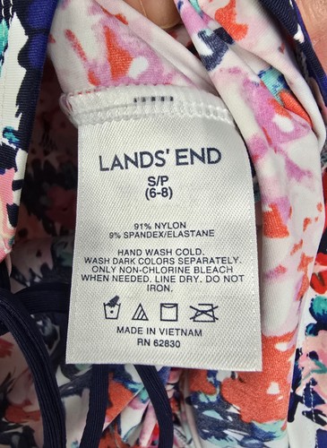 Lands' End Multicolored Floral Cinched Tropical Beach Vacation Swim Shirt sz S - Picture 7 of 7