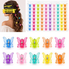 80Pcs Mini Butterfly Hair Clips for Women, 10 Glitter Colors, 0.6Inch/1.5Cm Tiny