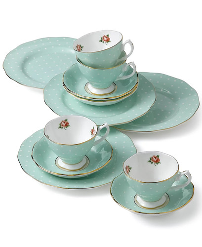 Royal Albert Polka Rose 12-Piece Set - Green - Picture 2 of 4