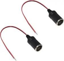 12V 1FT Cigarette Lighter Extension Cable with Female Socket, 2 Pack for GPS Das