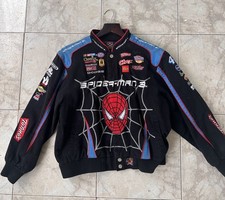 JH Designs Marvel Spiderman Black Racing Jacket Youth Size 11/12