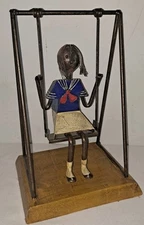 Manuel Felguerez Girl on Swing Metal  Sculpture MCM Approx 12in Tall