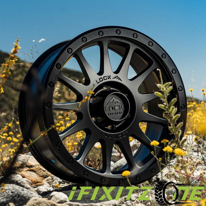 Lock Off-Road YOSEMITE 20X10 8X180 -18mm Matte Black Wheel Rim 20" Inch SET OF 4 Foto 4 de 4
