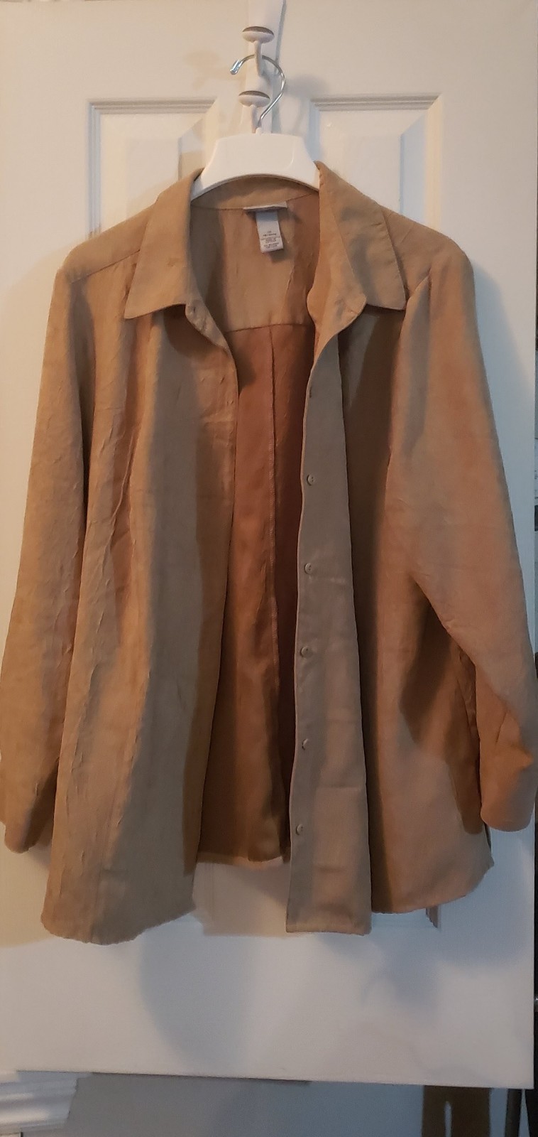 Catherines Plus Size Tan Button Front Collared Mi… - image 1