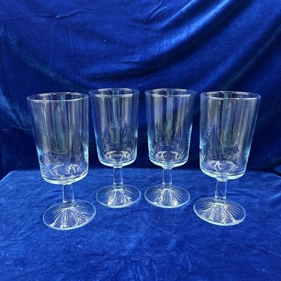 Libbey Duz Light Ice Blue Glasses, Water Goblets Set of 4, Vintage Star Sapphire