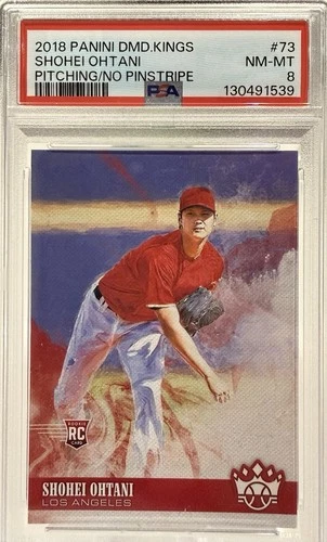 2018 Panini Diamond Kings Shohei Ohtani #73 Pitching/No Pinstripe Rookie PSA 8