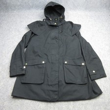 Joules Coat Women 14 UK Black Jacket Waterproof Raincoat Hooded Outdoor Layer
