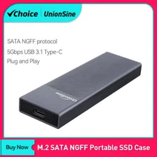 UnionSine M2 SSD Case NGFF SATA Protocol M.2 to USB Type C 3.1 SSD Adapter for S