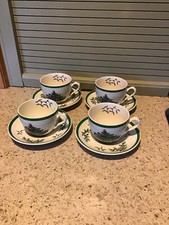 Spode Christmas Tree England Set of 4 Coffee or Tea Cups and Saucers
