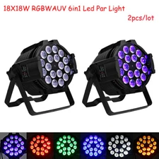 BECEN Stage 2pcs 18X18W RGBWA UV 6in1 Led Par Can Light Dmx Dj Stage Lighting