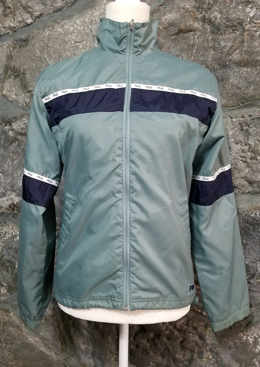 Giacca a vento Fila donna PICCOLA grigio blu abbigliamento attivo sport corsa