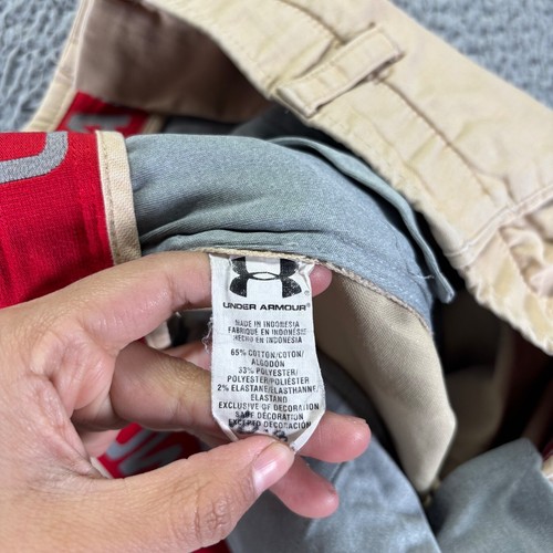 Under Armour Chino Pants Mens 40x30 Tan Cotton Blend Stretch Straight Fit Golf - Picture 4 of 10