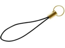 Lot 25 BLACK CELL PHONE Straps LARIAT  GOLD Cap and Split Ring End 