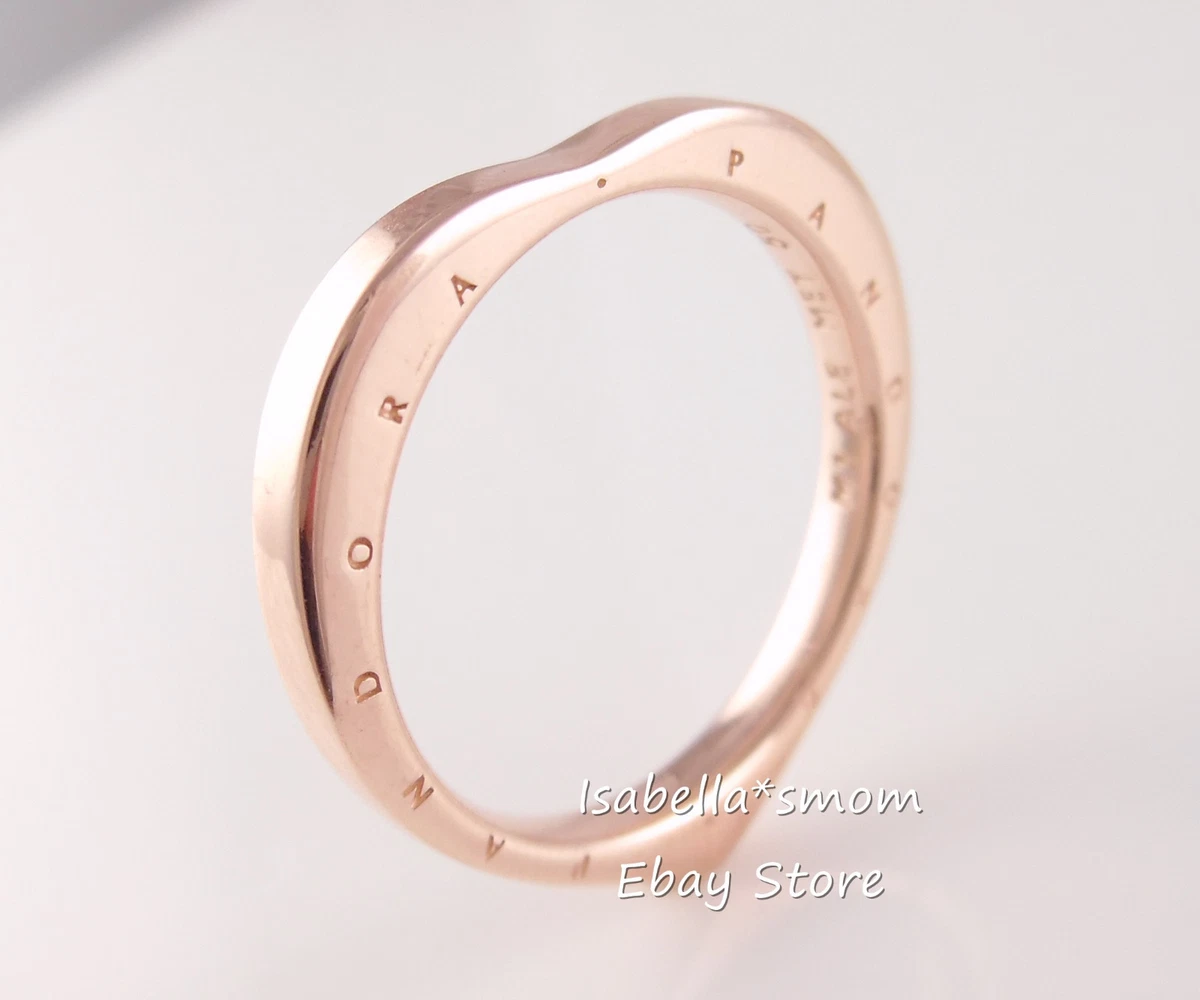 ARCS OF LOVE Authentic PANDORA SIGNATURE Rose GOLD Plated LOGO Heart Ring 187379