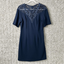 Adrianna Papell Dress Women’s 10 Navy Blue Lace Top Cocktail Mini