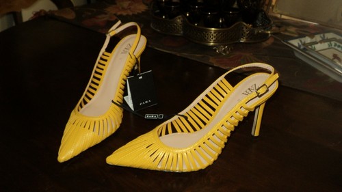 zara yellow high heels