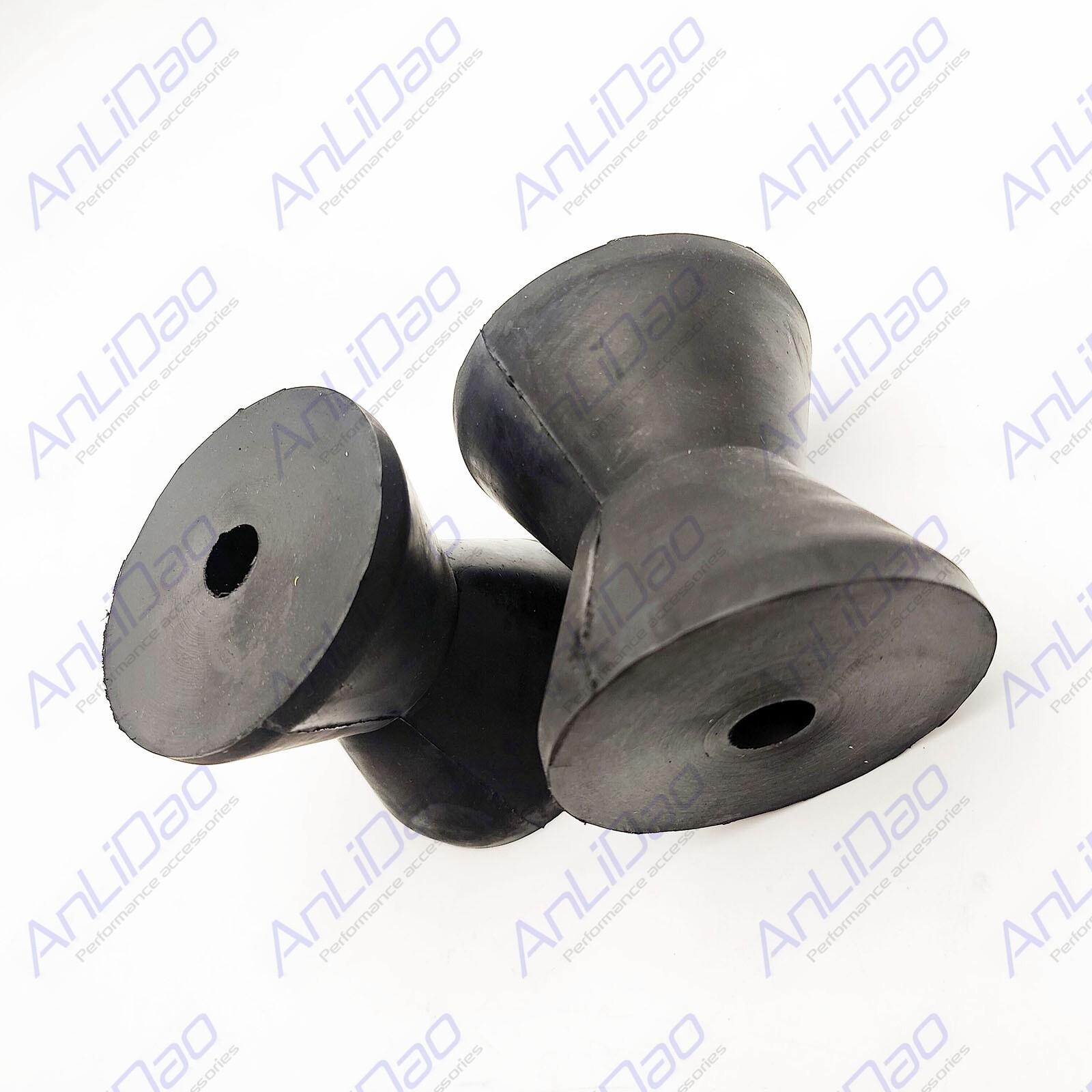 2Pcs New 4 Inch Mounting Width Boat Trailer Black Molded Rubber Bow Stop Roller