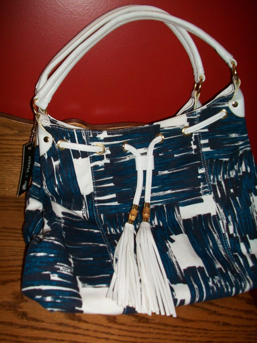 Olivia Joy Blue white Shoulder Bag Purse With W Handles NWT-Ships FREE