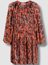 $696 Ulla Johnson Women's Red Silk Blend Sefia Long Sleeve Mini Dress Size 2