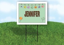 JENNIFER WELCOME BABY GREEN 18 in x 24 in Yard Sign Road Sign with Stand