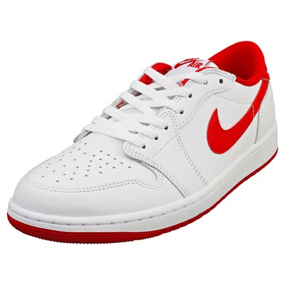 Nike Air Jordan 1 Retro Low Og Mens White Red Fashion Sneakers - 8 