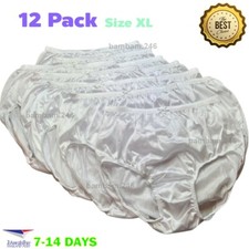 x12 White Silky Nylon Underwear Women Men High Waisted Panties Briefs Sz XL Wais